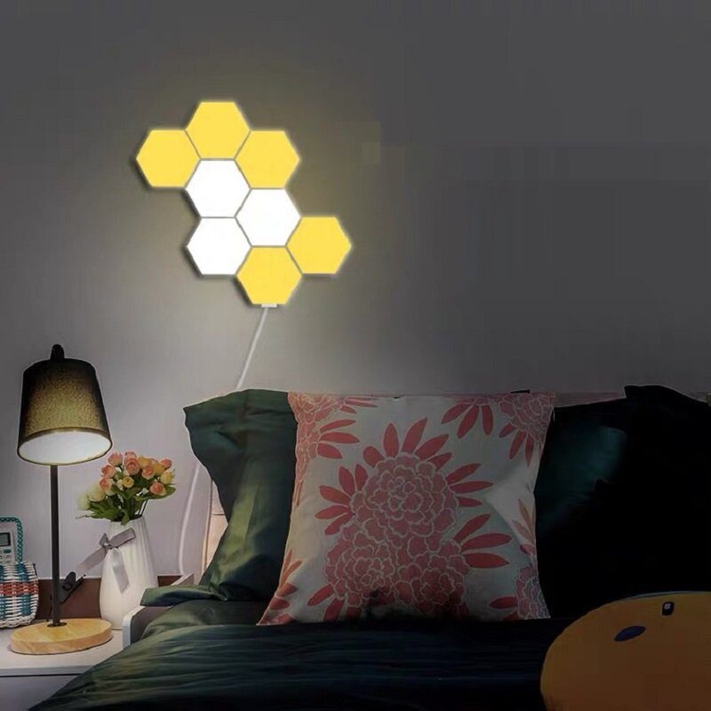 6ks/10ks Rgb Farebné Honeycomb Light Touch Šesťhranné Nástenné Svetlo Quantum Spálňa Obývacia Izba Nočná Lampa
