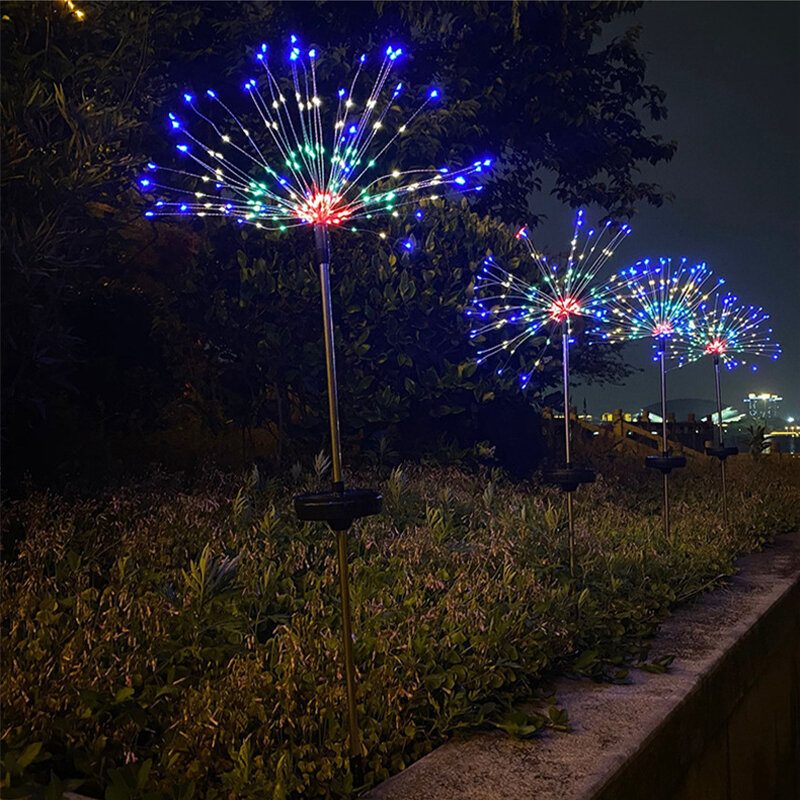 8 Režimov 90/200/120 Led Solárna Lampa Na Trávnik Medený Drôt Ohňostrojová Záhradná Dekorácia Vonkajšie Solárne Svetlá Vodotesné