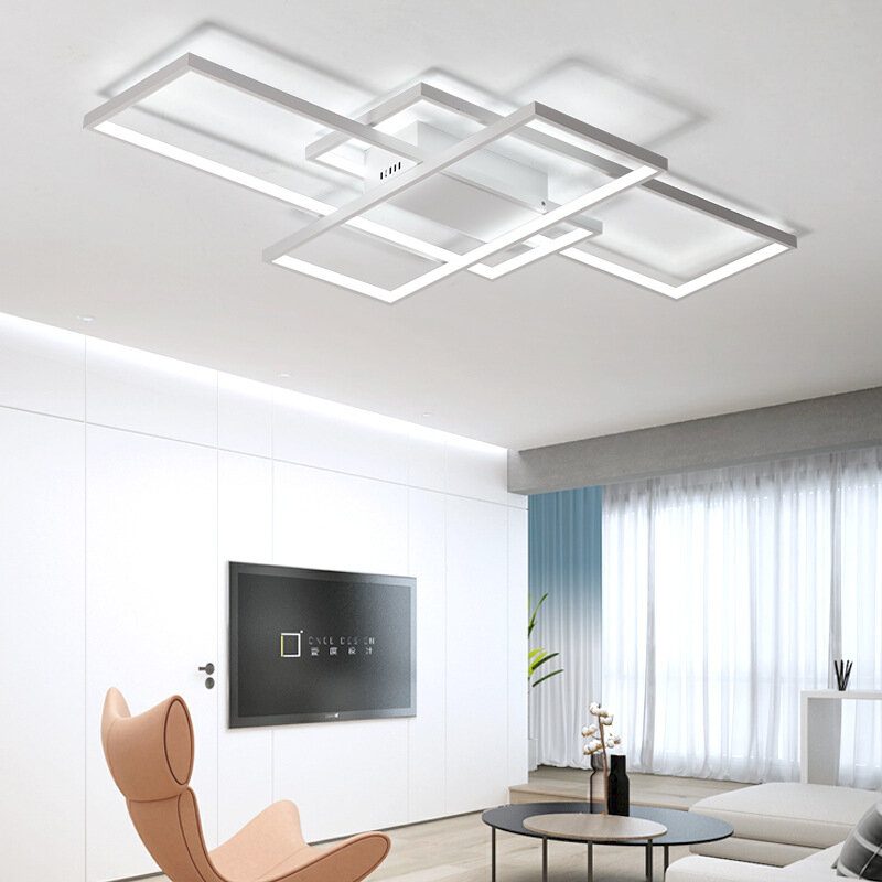 Ac110-120v Moderný Minimalistický Severský Štýl Obdĺžnikové Stropné Led Svietidlo Spálňa Obývacia Izba Jedáleň Stropná Lampa Biela/čierna Škrupina Teplé Svetlo/biele Svetlo/plynulé Stmievanie