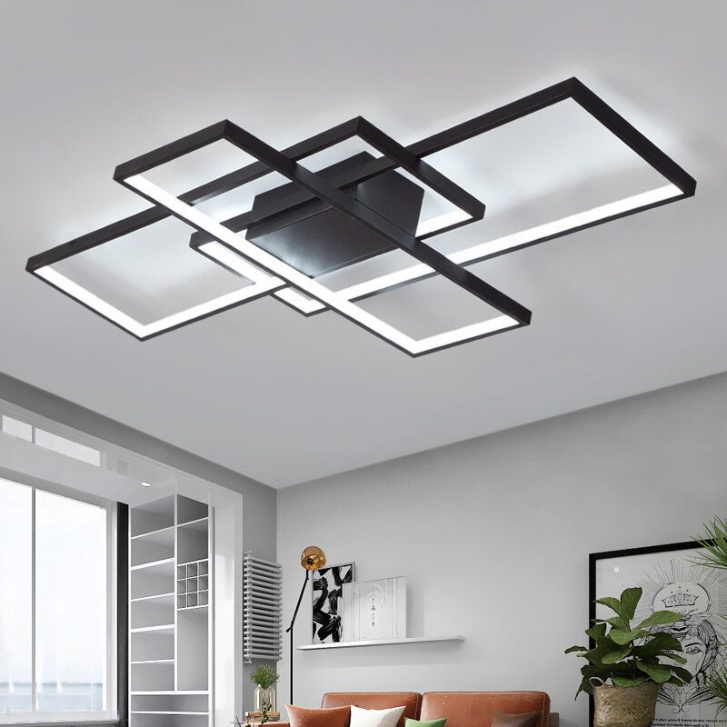 Ac110-120v Moderný Minimalistický Severský Štýl Obdĺžnikové Stropné Led Svietidlo Spálňa Obývacia Izba Jedáleň Stropná Lampa Biela/čierna Škrupina Teplé Svetlo/biele Svetlo/plynulé Stmievanie