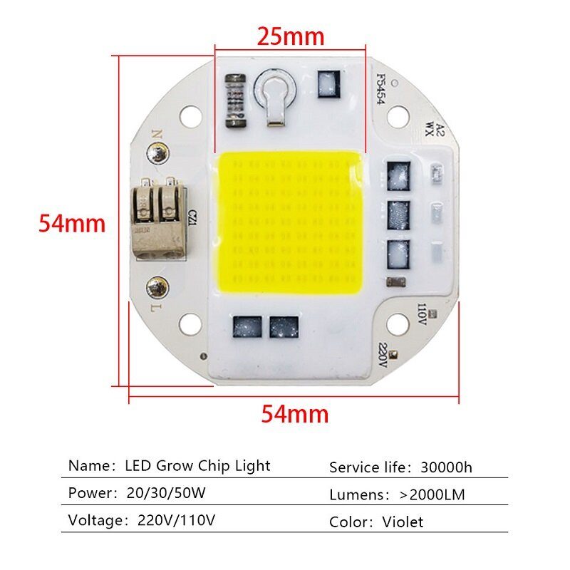 Ac110v/220v Cob Led Čip Na Pestovanie Svetla Plného Spektra 380-780nm Sadenice Rastlín