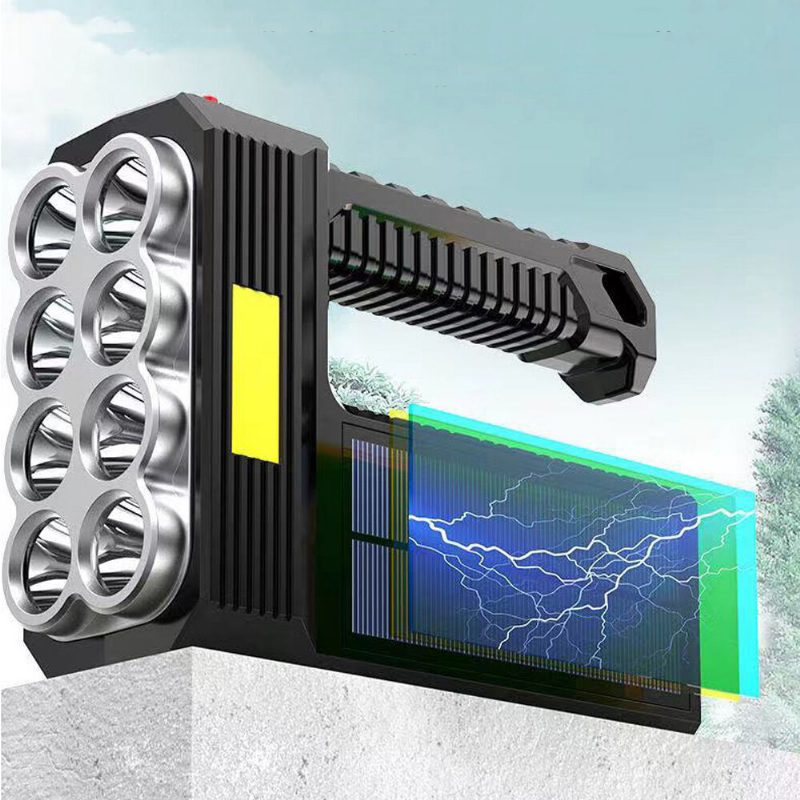 Bikight 8led+cob 4režimy Super Jasné Prenosné Solárne Svietidlo Usb Nabíjateľný Indikátor Napájania Vyhľadávacie Svetlo Vodotesný Silný Reflektor