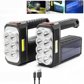 Bikight 8led+cob 4režimy Super Jasné Prenosné Solárne Svietidlo Usb Nabíjateľný Indikátor Napájania Vyhľadávacie Svetlo Vodotesný Silný Reflektor