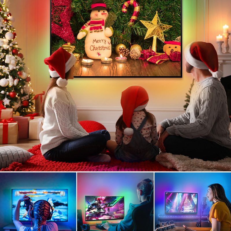 Blitzwill Bw-lb2 Wifi Tv Led Pásik 5m Na Synchronizáciu Obrazovky A Hudby Tv So Svetelným Pruhom Na Rovnakej Obrazovke Holá Doska Magic Color S Ovládacím Boxom 2 Káble Hdmi Inteligentné Napájanie Hlasovým Ovládaním 12v/3a