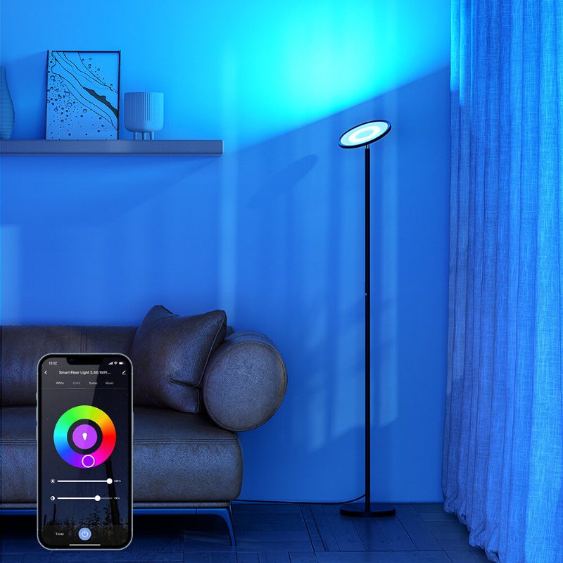 Blitzwill Bwl-fl-0002 25w 2700k~6500k+rgb Inteligentná Podlahová Lampa Plynulé Stmievanie Až 2000 Lm Ovládanie App Hlasové Funguje S Google Assistant Alexa Ac100-240v