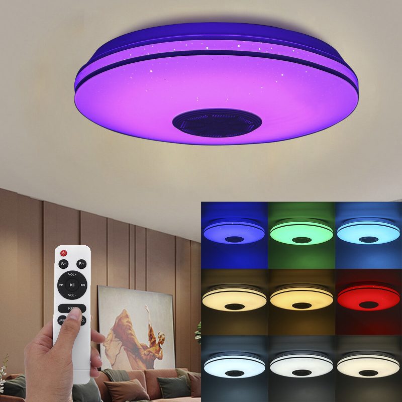 Bluetooth Wifi Led Stropné Svetlo Rgb Music Speaker Stmievateľná Lampa App Remote