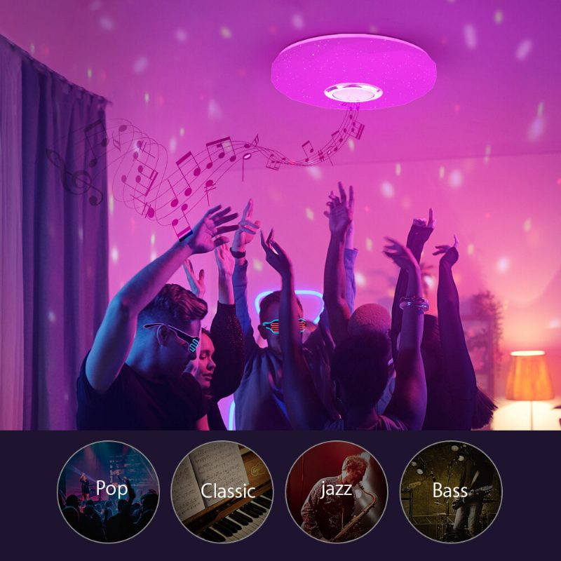 Bw-lt39 Led Smart Bluetooth Reproduktor Stropné Svetlo S Hlavným Svetlom A Rgb Atmosférickým 2700-6500k Nastaviteľná Teplota App Diaľkové Ovládanie Funkcia Časovania Režimu Hudby Na Párty