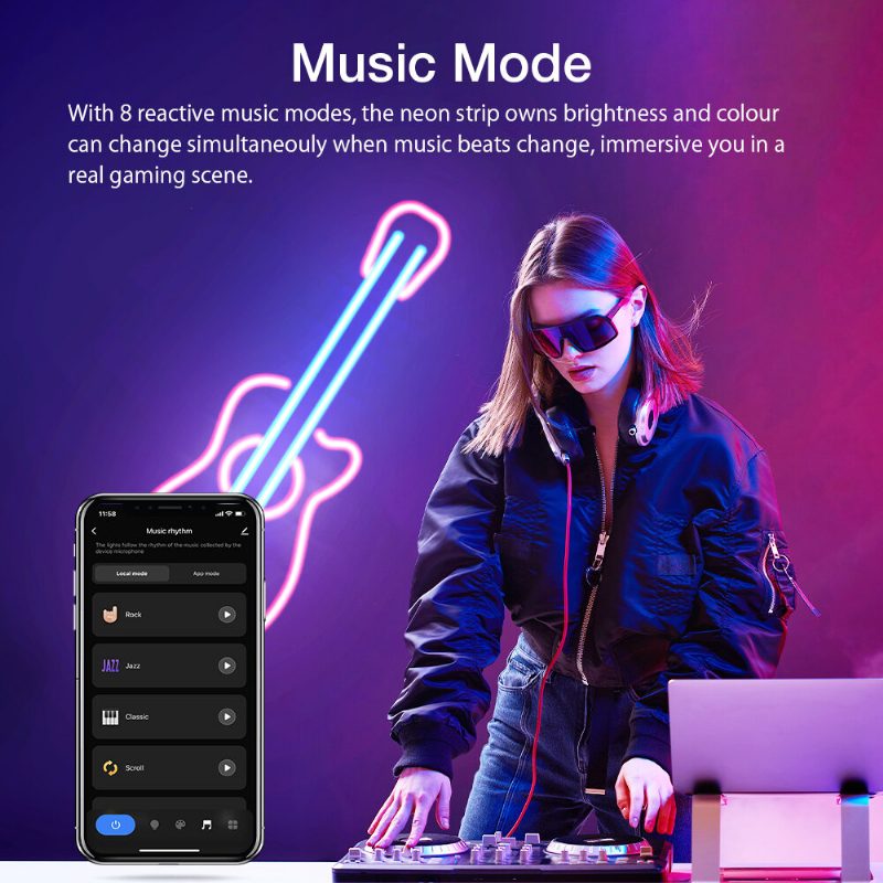 Bw-nl1 Neónový Led Pásik 3m Rgbic Svetlá So Synchronizáciou Hudby Urob Si Svoj Dizajn App & Diaľkové Ovládanie Spolupráca S Alexa Google Assistant Neónové Svetlo Pre Hernú Stenu V Obývačke