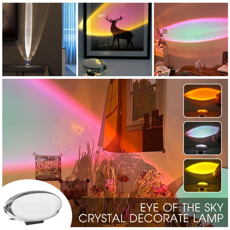 Crystal Sunset Projection Lamp Decoration Podlaha Spálňa Atmosféra Nočného Svetla