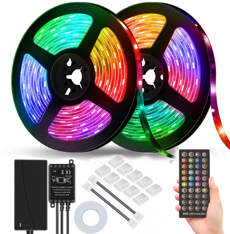 Dc12v 5m/10m 5050 Rgb Funkcia Časovača Led Pásik Svetlo Vodotesné S Diaľkovým Ovládaním 40 Keys + Hudobným Ovládačom