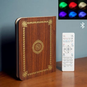 Drevený Koránový Reproduktor Farebné Led Svetlo Na Knihy Bezdrôtový Bluetooth Recitačný Ramadán Darček Pre Deti