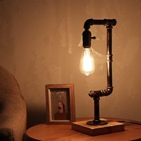 E26 Priemyselná Retro Železná Drevená Stolová Lampa Obývacia Izba Nočný Svetielko