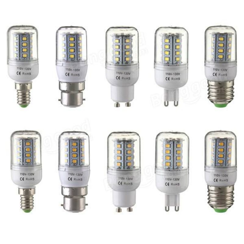 E27/e14/g9/gu10/b22 3.3w 30 Smd 2835 Led Žiarovka Kukuričná Teplá Biela/biela 110v