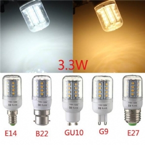 E27/e14/g9/gu10/b22 3.3w 30 Smd 2835 Led Žiarovka Kukuričná Teplá Biela/biela 110v