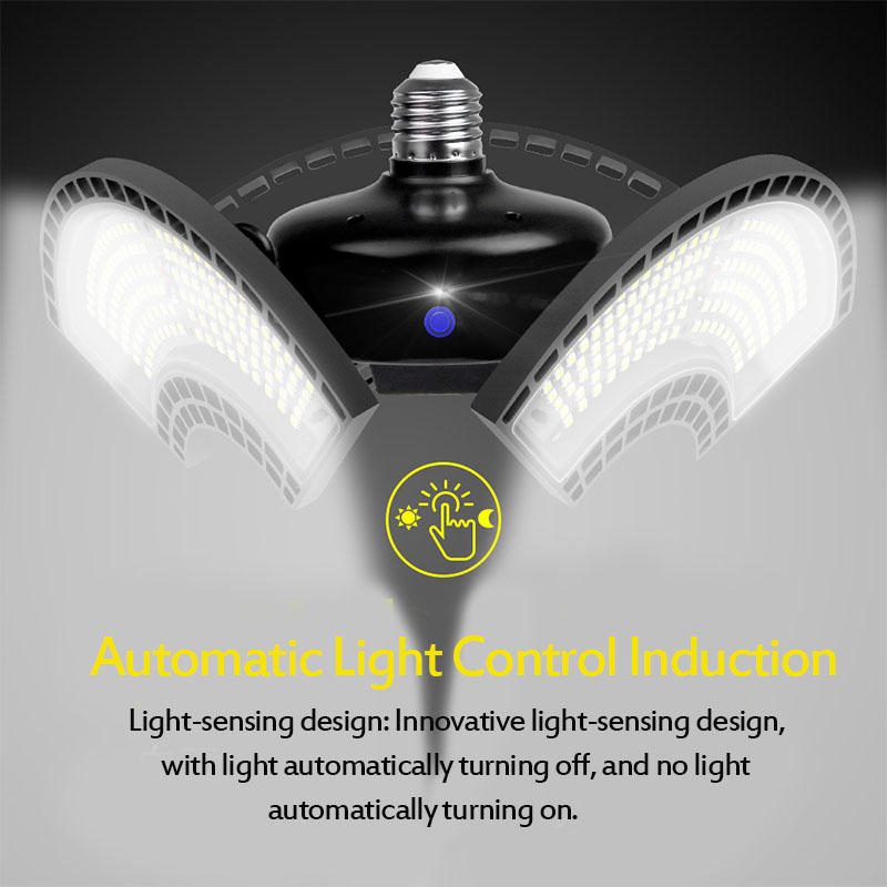 E27 Svetelný Senzor Led Žiarovka Ufo Deformovateľná Skladacia Garážová Lampa Teplá Biela Vnútorné Vonkajšie Osvetlenie Ac220v