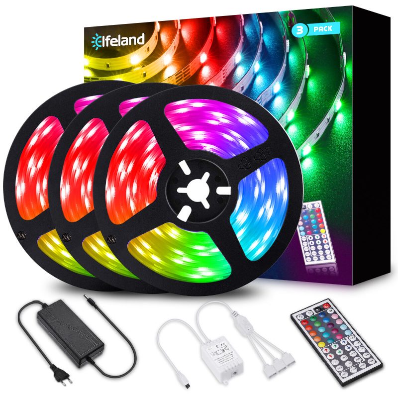 Elfeland 3*4m 5050 Rgb Led Pásové Svetlo Nie Je Vodotesné + Ovládač + Diaľkové Ovládanie + 12v 5a Napájací Zdroj