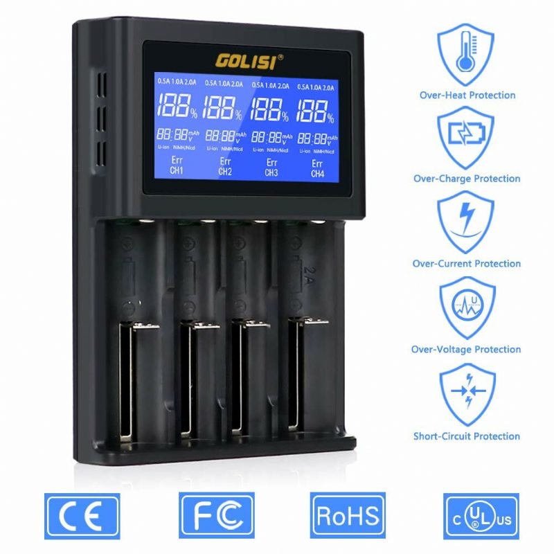 Golisi I4 Lcd Displej Usb Nabíjanie Inteligentná 2a Rýchla Nabíjačka Batérií Li-ion Nimh Batérie