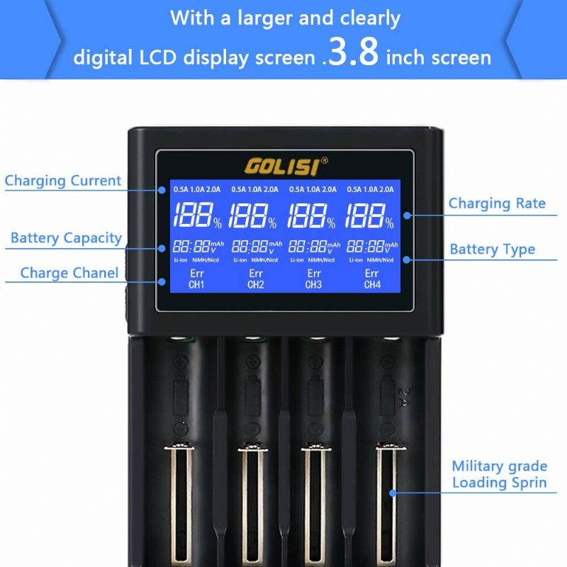 Golisi I4 Lcd Displej Usb Nabíjanie Inteligentná 2a Rýchla Nabíjačka Batérií Li-ion Nimh Batérie