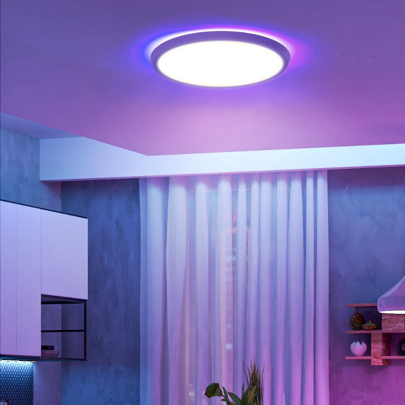 Inteligentné Stropné Svietidlo Led Bw-clt1 30 cm S Hlavným Svetlom A Atmosférickým Rgb 2 700 – 6 500 K S Nastaviteľnou Teplotou App Voliteľné Diaľkové Ovládanie A Režim Scény Pre Domácich Majstrov