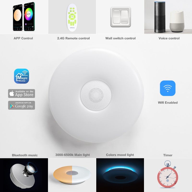 Inteligentné Stropné Svietidlo Offdarks Lxd-xg36-sp Wifi Hlasové Ovládanie Bluetooth Reproduktor App Diaľkové Spálňa Kuchynská Stropná Lampa