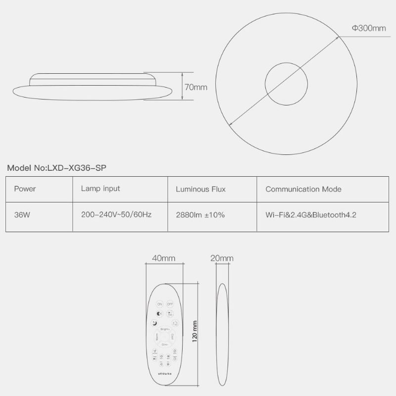 Inteligentné Stropné Svietidlo Offdarks Lxd-xg36-sp Wifi Hlasové Ovládanie Bluetooth Reproduktor App Diaľkové Spálňa Kuchynská Stropná Lampa