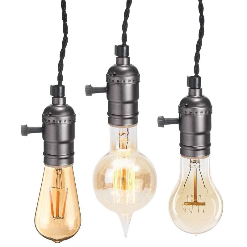 Kingso E27 E26 Edison Zásuvka Vintage Style Závesné Svetlo Stmievač So Spínačom Lampy Ac 110-220v