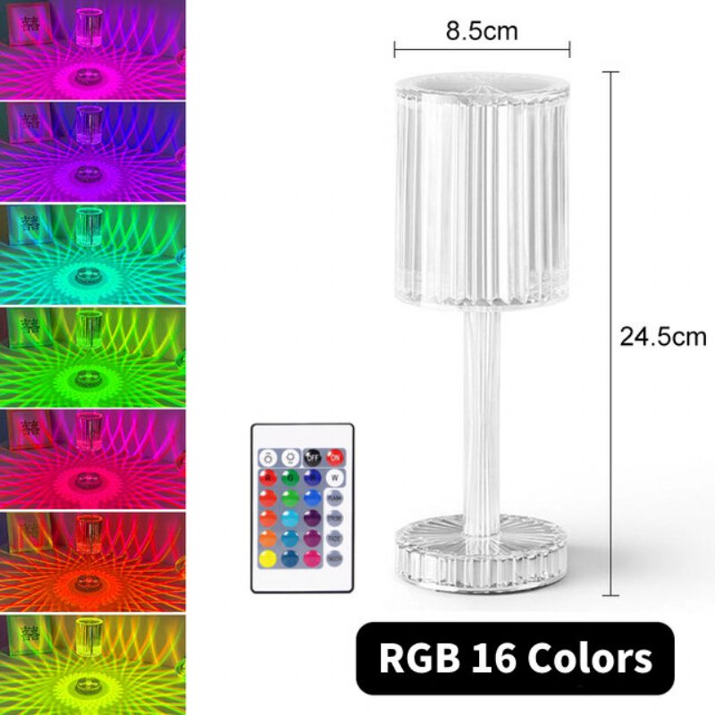 Led Krištáľová Projekčná Stolová Lampa Reštaurácie Bar Nočné Dekorácie Usb Stolové Svetlo Rgb Diaľkové Ovládanie Romantické Svetlá