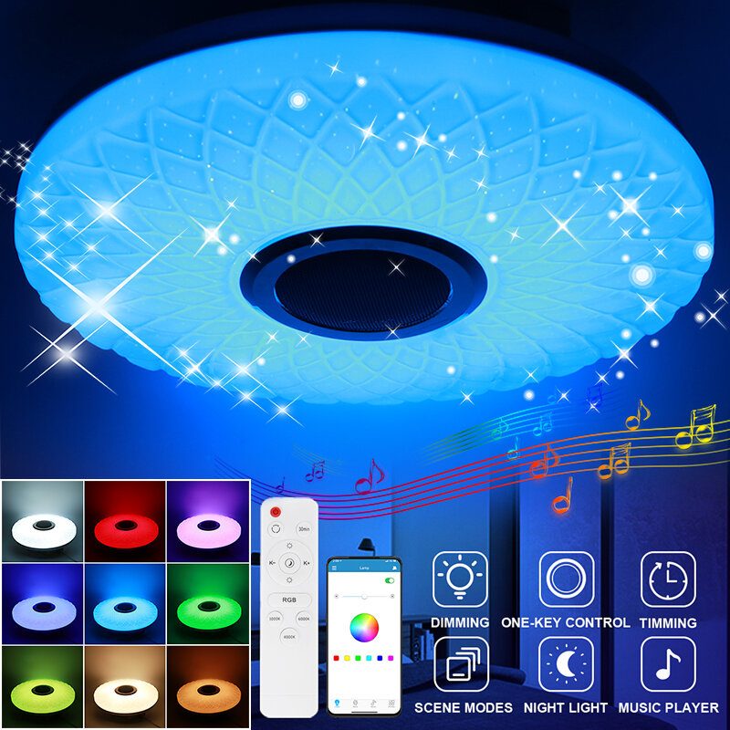 Led Rgb Hudobná Stropná Lampa Bluetooth App + Diaľkové Ovládanie Detská Izba Spálňa