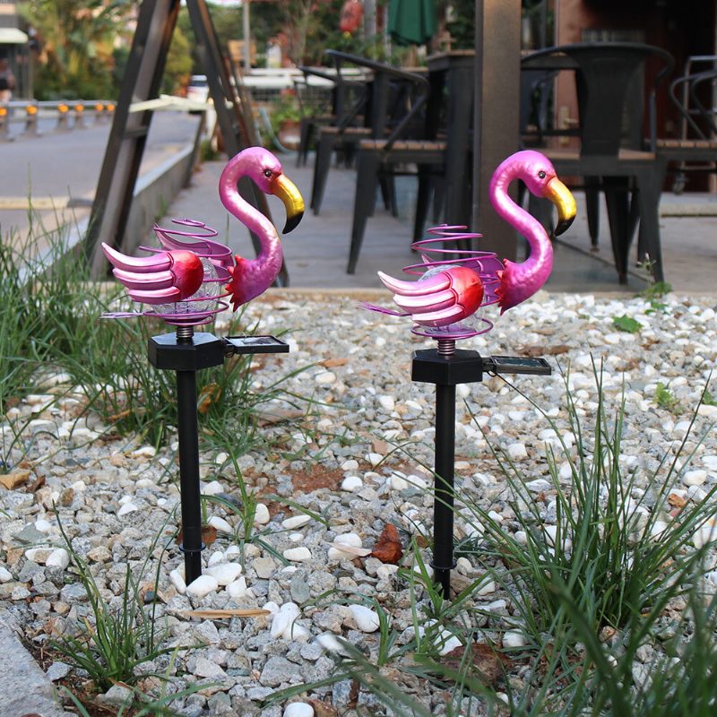 Led Solárne Pozemné Svetlo Na Trávu Flamingo Bird Jarná Tyčová Lampa Vonkajšia Záhradná Dekorácia