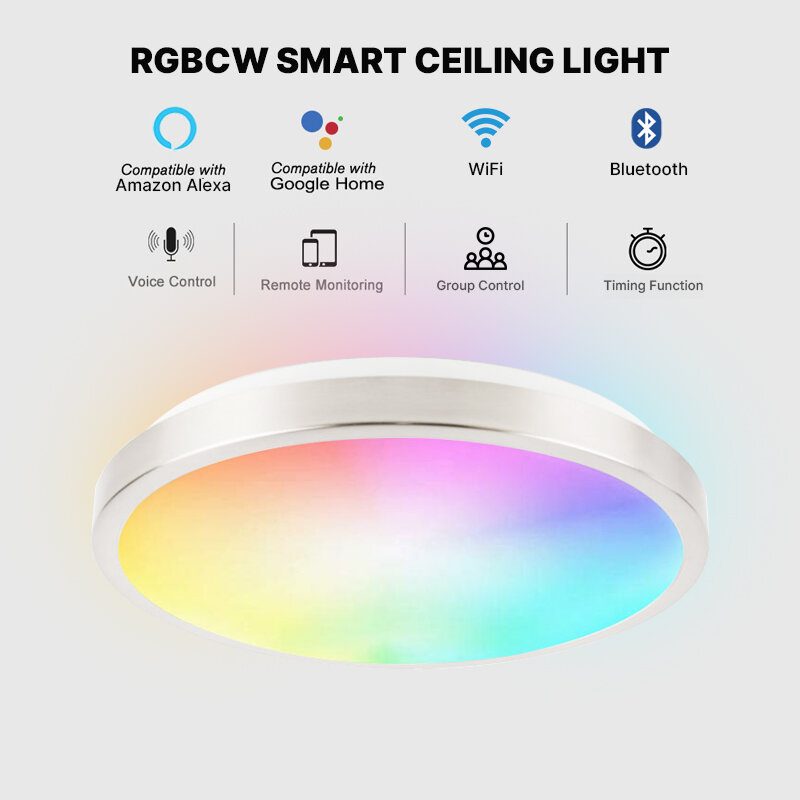 Lllinkin Sr01 15w/20w Rgb Stmievateľné Wifi Smart Led Stropné Svetlo Ovládanie App Hlasové Funguje S Alexa Google Assistant Tuya