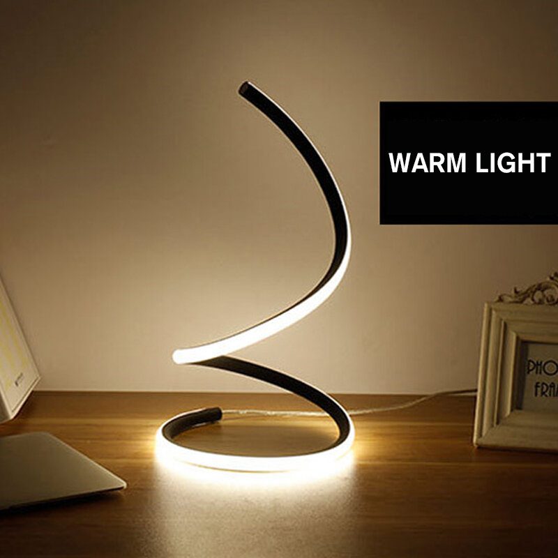 Moderná Špirálová Led Nočná Lampa Zakrivené Stolové Svetlo Stmievateľné Teplá Biela