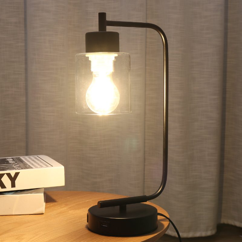 Moderná Stolová Lampa Priemyselný Nočný Stôl Žiarovka Tienidlo Spálňa Home 220v