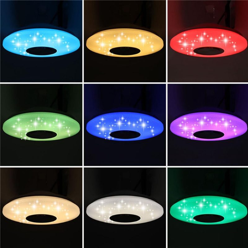 Moderné 60w Rgb Led Stropné Svetlo Bluetooth Music Speaker Lamp Diaľkové Ovládanie App