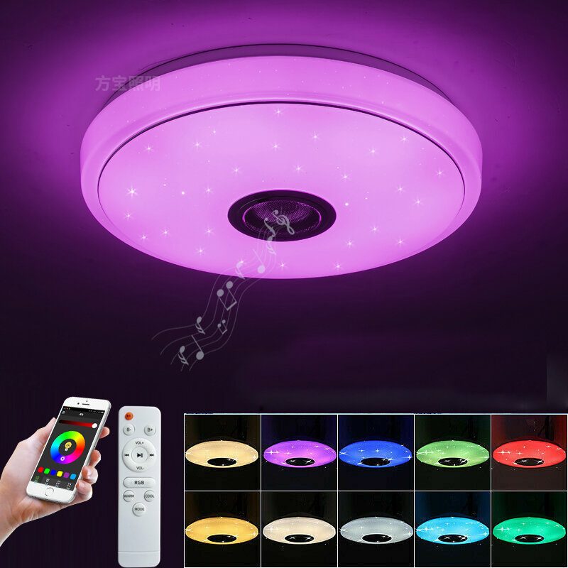 Moderné Hudobné Stropné Svietidlo 48w 36led Bluetooth Reproduktor Splachovacia Lampa