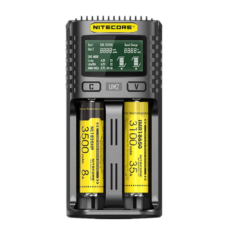 Nitecore Um2 Lcd Displej 5v/2a Nabíjačka Lítiových Batérií Usb Qc Inteligentná Rýchla Pre Aa Aaa 18650 21700 26650