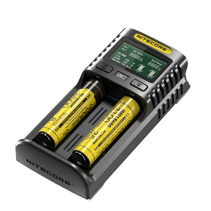 Nitecore Um2 Lcd Displej 5v/2a Nabíjačka Lítiových Batérií Usb Qc Inteligentná Rýchla Pre Aa Aaa 18650 21700 26650