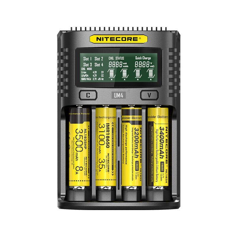 Nitecore Um2/um4 Lcd Displej 5v/2a Lítiová Nabíjačka Batérií Usb Qc Inteligentná Rýchlonabíjačka Pre Aa Aaa 18650 21700 26650