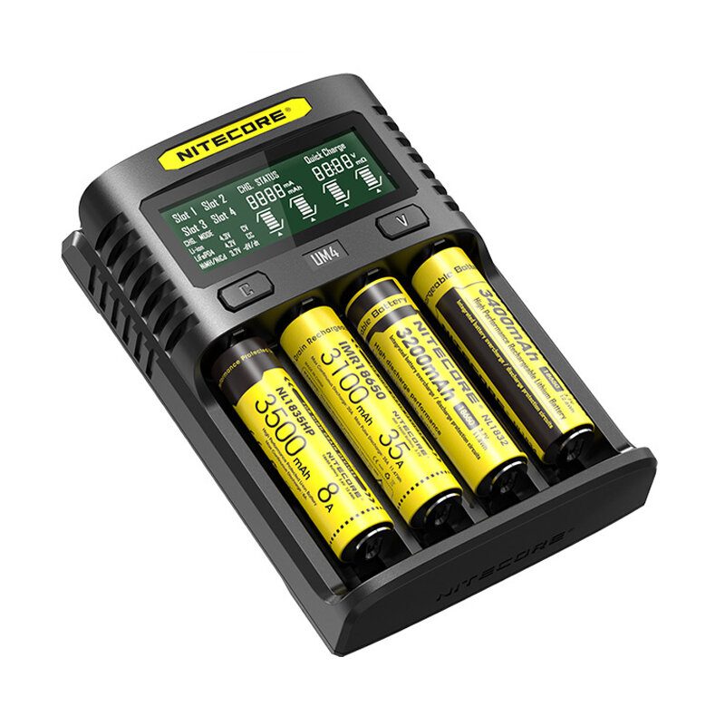 Nitecore Um2/um4 Lcd Displej 5v/2a Lítiová Nabíjačka Batérií Usb Qc Inteligentná Rýchlonabíjačka Pre Aa Aaa 18650 21700 26650