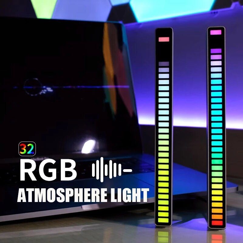 Rgb Usb Energeticky Úsporná Lampa Hlasom Aktivovaný Snímač Rytmu Svetlo Automobil Okolitá Hudba Atmosféra Hry