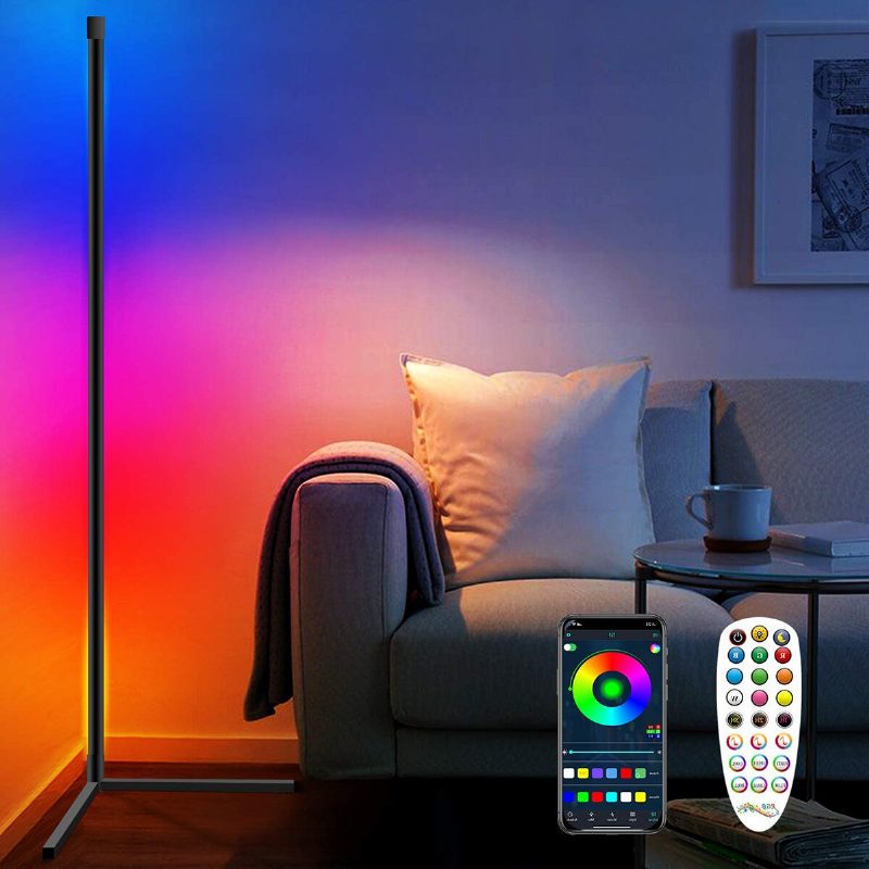 Rohová Podlahová Lampa Rgb Farba Meniaca Stmievateľná Led Bluetooth Ambientné Svetlo