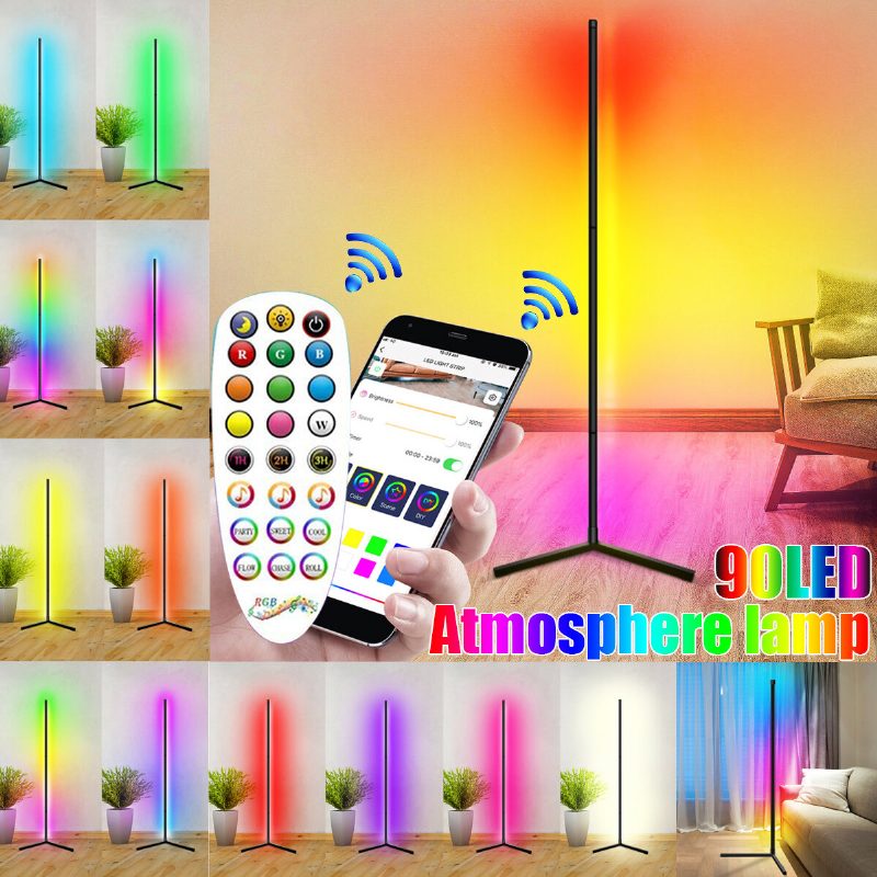 Rohová Podlahová Lampa Rgb Farba Meniaca Stmievateľná Led Bluetooth Ambientné Svetlo