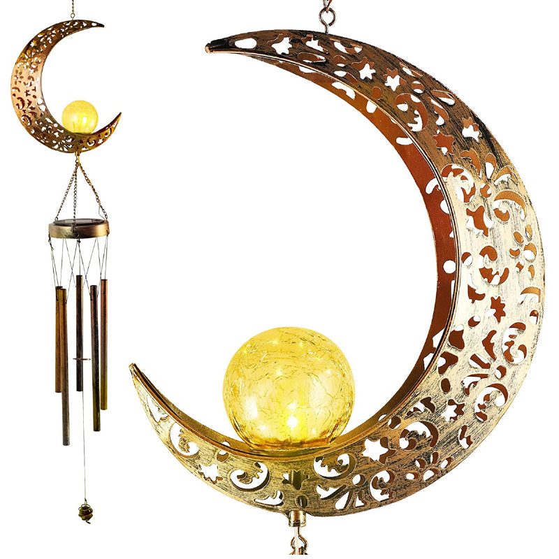 Slnečná Zvonkohra Z Tepaného Železa Mesiac Závesná Vonkajšia Dekorácia Retro Bronzový Kov