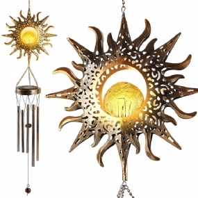 Slnečná Zvonkohra Z Tepaného Železa Mesiac Závesná Vonkajšia Dekorácia Retro Bronzový Kov
