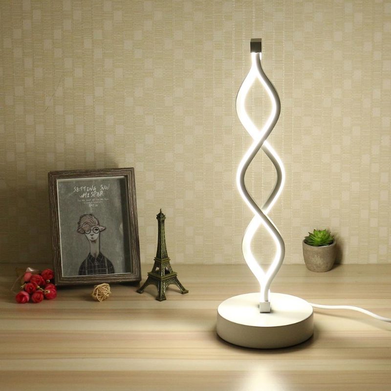 Stolová Lampa Na Čítanie S Led Stolovým Svetlom S Výkonom 24 W V Modernom Dizajne So Špirálovitými Vlnami