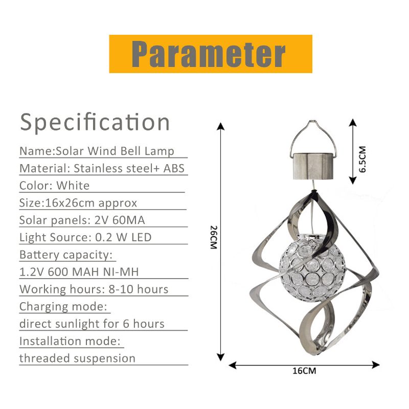 Svetlo So Slnečnou Zvonkohrou So 7 Farbami Meniacimi Led Záhradná Závesná Lampa