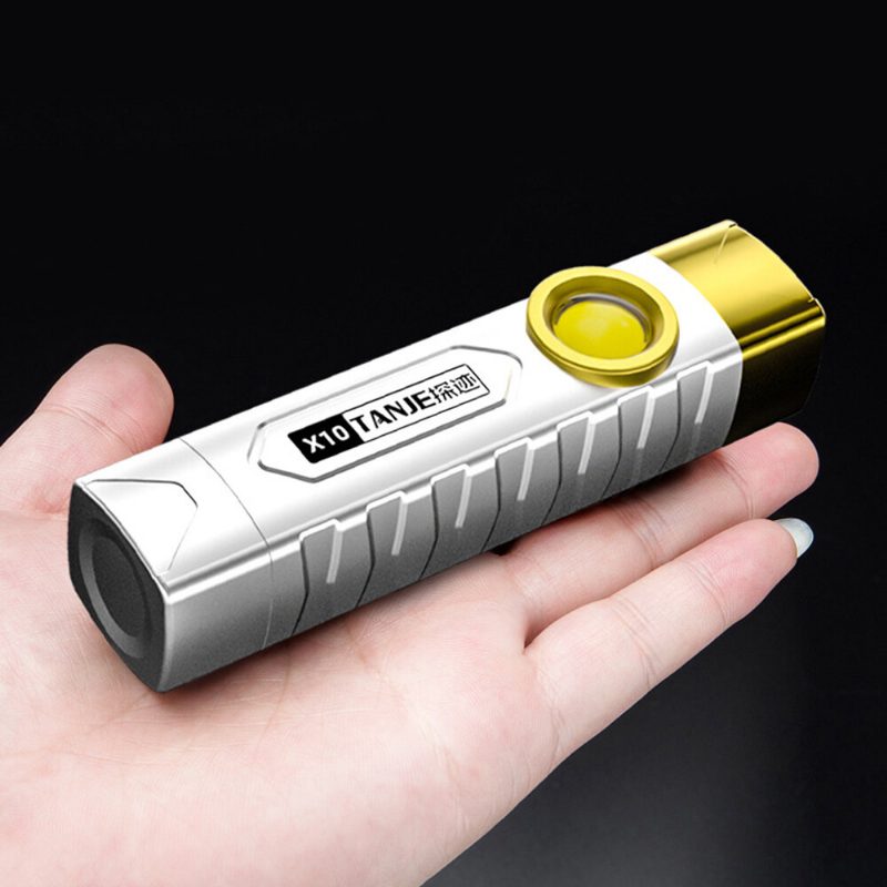 Tanje X10 T8 2000mah Usb Nabíjateľná Led Baterka S Jasným Cob Bočným Svetlom Ipx6 Vodotesná Prenosná Led S Podporou Klipu