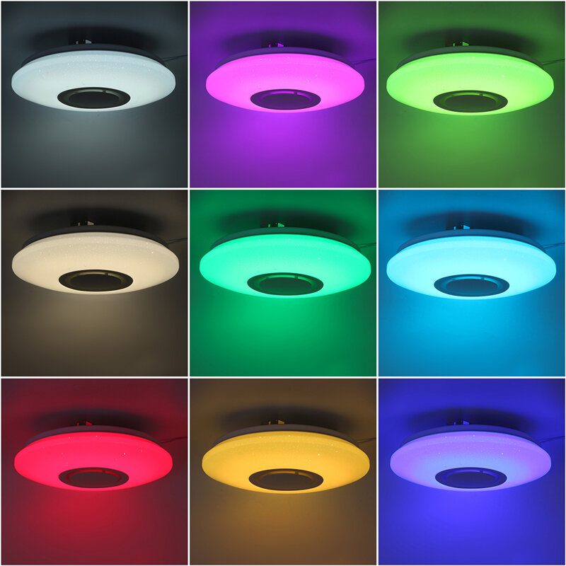 Wifi Led Stropná Lampa S Bluetooth Reproduktorom Led Zmena Farby S Diaľkovým Ovládaním Rgb Hudobná Stmievateľná S App Control 3000-6500k Pre Alexa Google Home