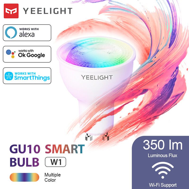 Yeelight Yldp004-a Gu10 Farebná Inteligentná Led Žiarovka W1 Synchronizácia Hier A Hudby App Hlasové Ovládanie Práca App Google Assistant Alexa