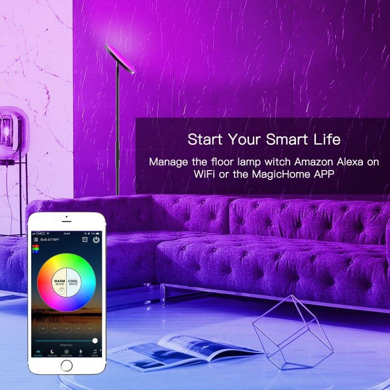 Zengge Ac100-240v 24w Smart Wifi Rgb+cct 2000lm Stojacia Lampa Stmievateľná App Hlasové Ovládanie Funguje S Google Home Alexa