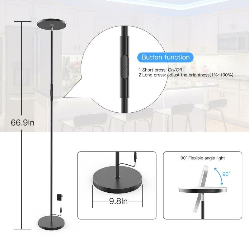 Zengge Ac100-240v 24w Smart Wifi Rgb+cct 2000lm Stojacia Lampa Stmievateľná App Hlasové Ovládanie Funguje S Google Home Alexa